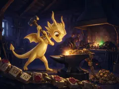 The gold dragon at a forge where chain links are made.