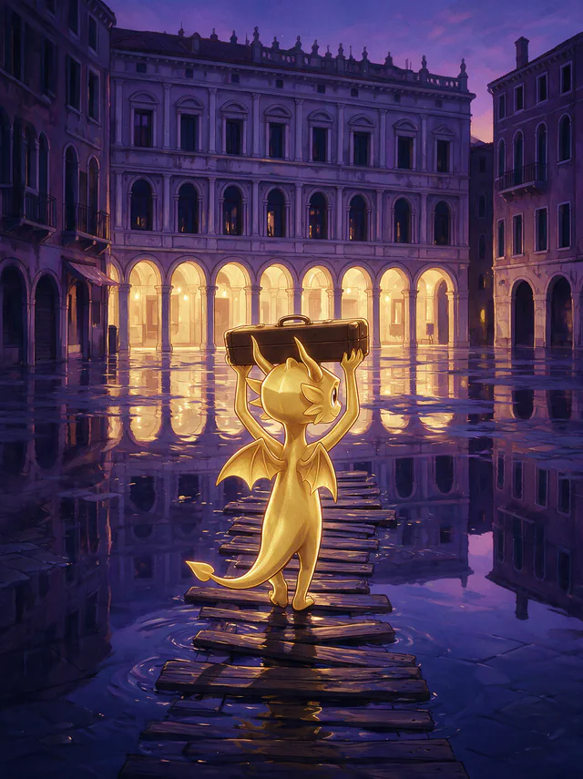 $Auggy story illustration: Venice Acqua Alta