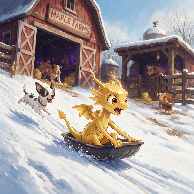 $Auggy story illustration: Snow Sled Run