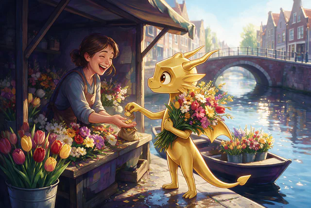 $Auggy story illustration: Canal Flower Market