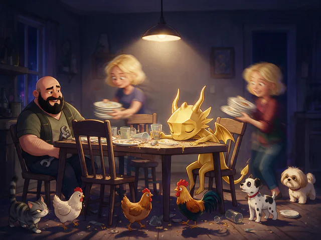 $Auggy story illustration: Dinner Aftermath