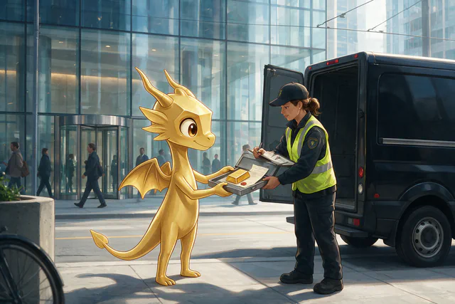 $Auggy story illustration: Toronto Courier Handoff