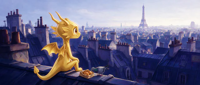$Auggy story illustration: Paris Rooftops Dawn