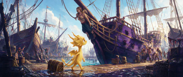$Auggy story illustration: Pirate Harbour Wide