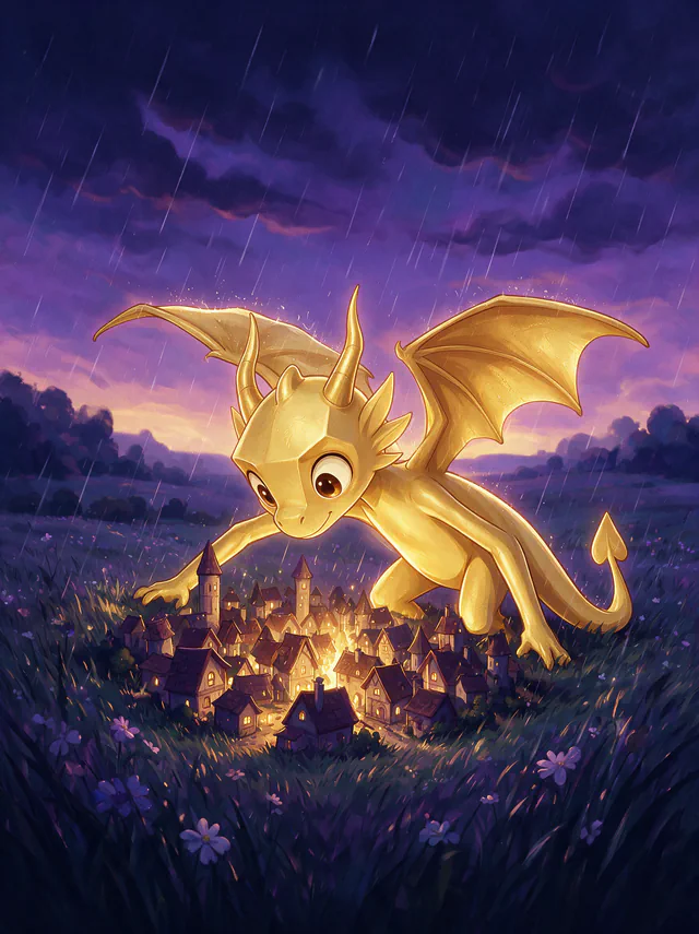 $Auggy story illustration: Tiny Town Rainstorm