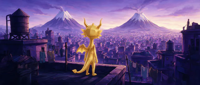$Auggy story illustration: CDMX Rooftop Volcanoes