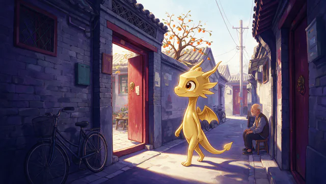 $Auggy story illustration: Beijing Hutong Morning