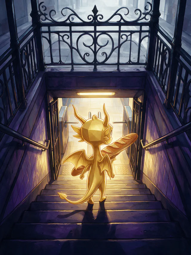 $Auggy story illustration: Paris Metro Stairs