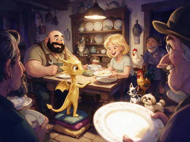 $Auggy story illustration: Dinner Table Wide