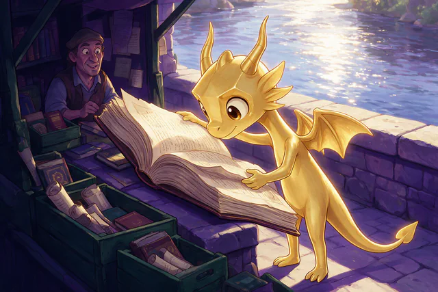 $Auggy story illustration: Paris Seine Bookstall