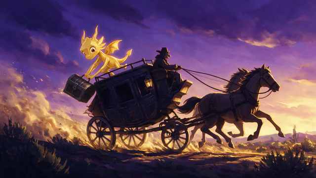 $Auggy story illustration: Western Stagecoach Escort