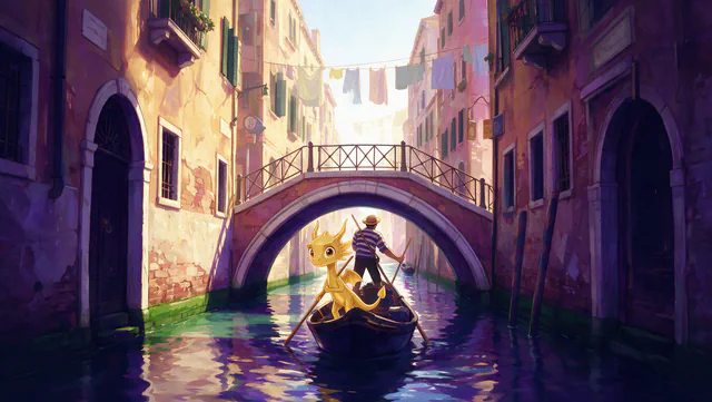 $Auggy story illustration: Venice Canal Morning