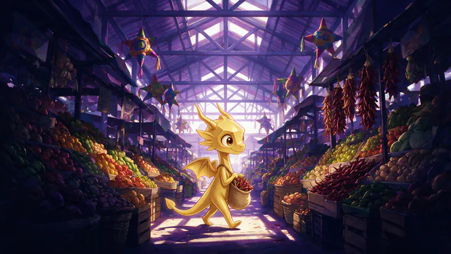 $Auggy story illustration: CDMX Market Hall