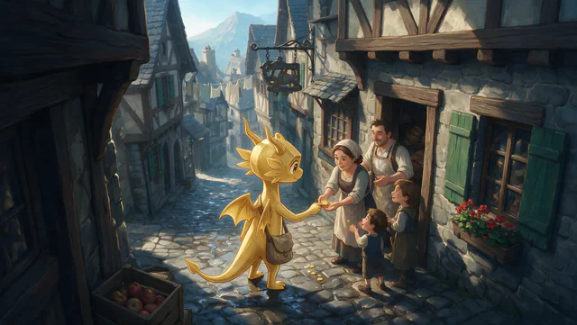 $Auggy story illustration: Village Gold Distribution